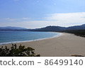 Blue sky, sea and beautiful sandy beach 86499140
