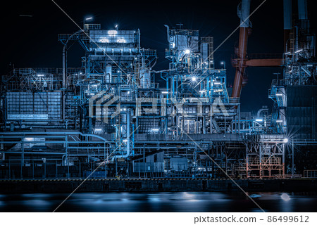 Kitakyushu City Dokai Bay Factory Night View Kitakyushu City Dokai Bay Factory Night View 86499612