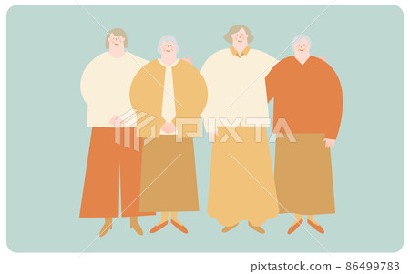 Vector illustration of four elderly women. 86499783