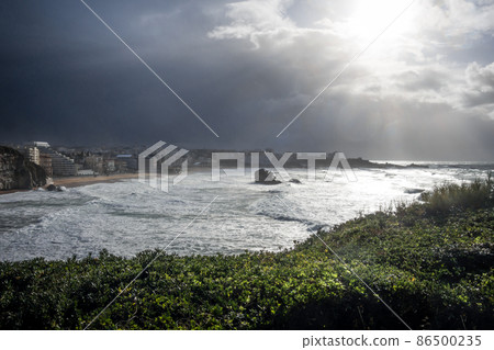 Seaside and beach of the city of Biarritz 86500235