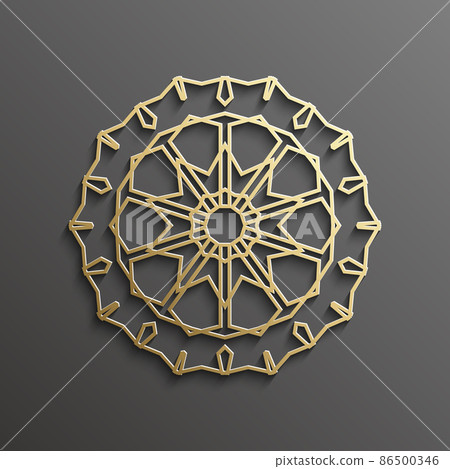 Islamic 3d gold on dark mandala round ornament background architectural muslim texture design . Can be used for brochures invitations,persian motif Islamic 3d gold on dark mandala round ornament background architectural muslim texture design . Can be used for brochures invitations,persian motif 86500346