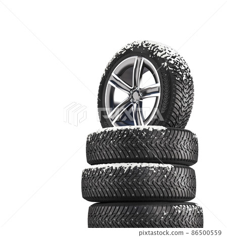 winter car tires on the white background. winter car tires on the white background. 86500559