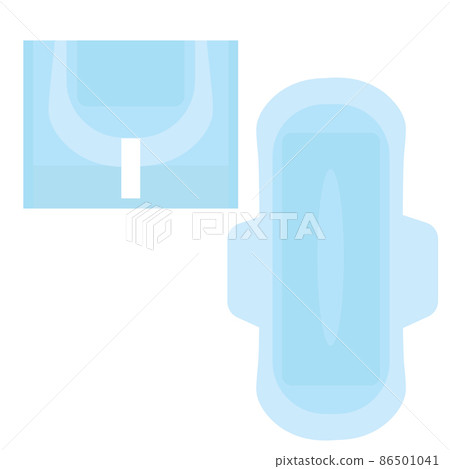 Close up view of women's sanitary pads vector stock illustration. Personal hygiene items. Isolated on a white background. 86501041