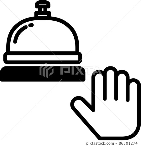 Desktop bell and hand icon 86501274