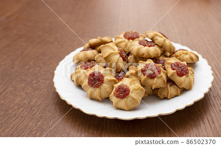 kurabye cookies on a white plate kurabye cookies on a white plate 86502370