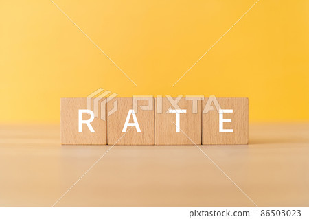 Building blocks with "RATE" written on them 86503023