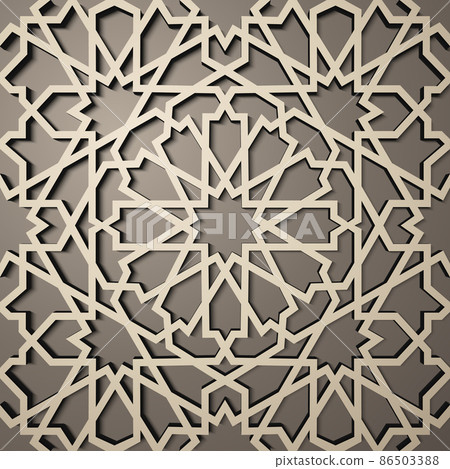 Background with 3d seamless pattern in Islamic style . , arabic geometric east ornament , persian motif . 86503388