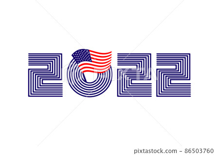 2022 with american flag isolated on white background. Vector Illustration 2022 with american flag isolated on white background. Vector Illustration 86503760