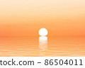 Sun on horizon of water surface with waves 86504011