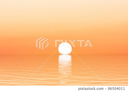 Sun on horizon of water surface with waves 86504011