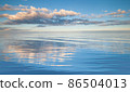Water with waves under blue sky with clouds 86504013