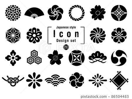 Japanese style icon set monochrome 86504483