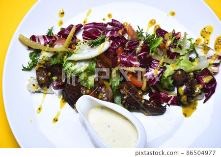 Starter or diet meal concept. Salad made of purple cabbage, Starter or diet meal concept. Salad made of purple cabbage, 86504977