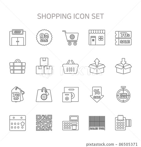 Common Shopping Line Icon Set Common Shopping Line Icon Set 86505371
