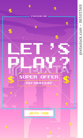 Lets play pixel art web banner for casino games Lets play pixel art web banner for casino games 86505569