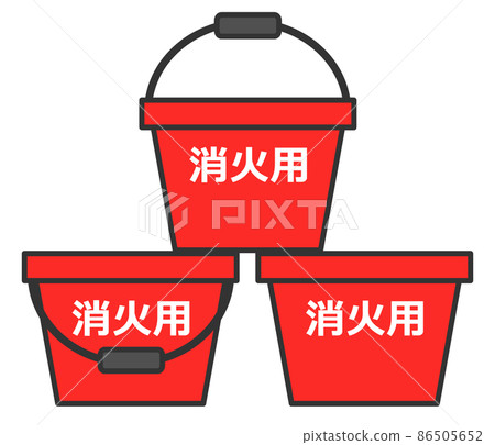 Illustration of a fire extinguishing bucket that holds water for fire prevention 86505652