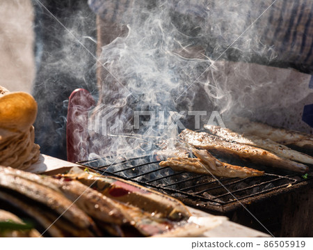 Roasting Balik Ekmek Turkish Street Food 86505919