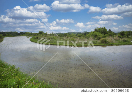 Photographing rice terraces in Kurihara, Otsu City, Shiga Prefecture 86506668