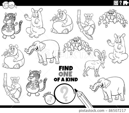 one of a kind game with cartoon animals coloring book page one of a kind game with cartoon animals coloring book page 86507217