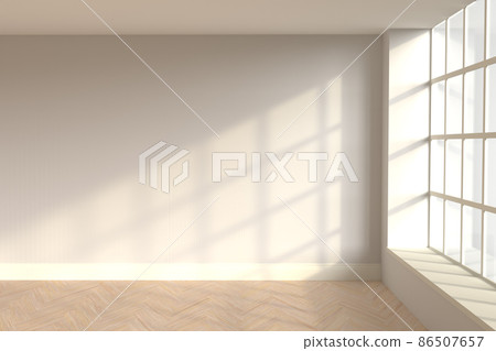Modern classic white empty interior with herringbone parquet. 3d render Modern classic white empty interior with herringbone parquet. 3d render 86507657