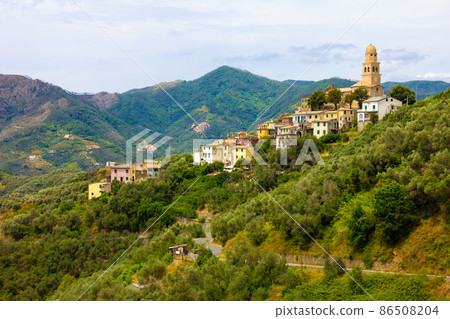 Italian medieval hilltop villages - Liguria, north Italy 86508204