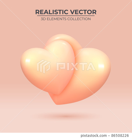 Two Realistic 3dhearts. design icon of the heart - love symbol. 86508226