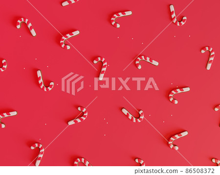 Minimal Christmas pattern. Christmas cookies on red background. 3D rendering. Minimal Christmas pattern. Christmas cookies on red background. 3D rendering. 86508372