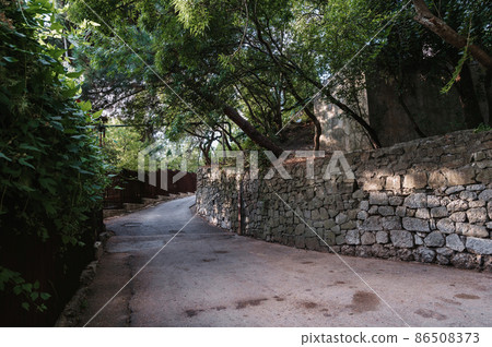 beautiful historical street with ancient architecture in the seaside town beautiful historical street with ancient architecture in the seaside town 86508373