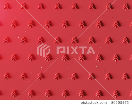 Minimal Christmas pattern. red pine tree on red background. 3D rendering. Minimal Christmas pattern. red pine tree on red background. 3D rendering. 86508375