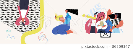 Startup illustrations set. Concept of building new business Startup illustrations set. Concept of building new business 86509347