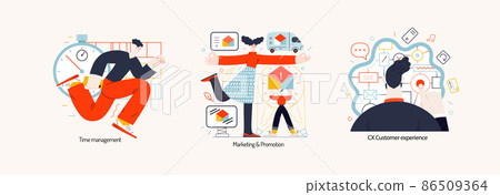 Technology Memphis illustration. Creative landing web page illustration Technology Memphis illustration. Creative landing web page illustration 86509364