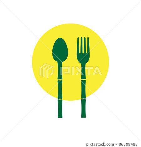 stick bamboo spoon and fork logo design, vector graphic symbol icon illustration creative idea 86509485