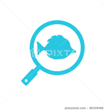 magnifying glass with little fish logo design, vector graphic symbol icon illustration creative idea 86509486