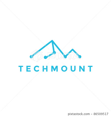 line dot tech mountain logo design, vector graphic symbol icon illustration creative idea 86509517