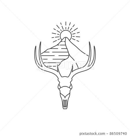 deer skull hipster with desert logo design, vector graphic symbol icon illustration creative idea deer skull hipster with desert logo design, vector graphic symbol icon illustration creative idea 86509740