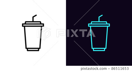 Outline drink icon, with editable stroke. Takeaway drink cup with straw, paper glass pictogram Outline drink icon, with editable stroke. Takeaway drink cup with straw, paper glass pictogram 86511653