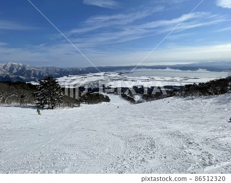 View of Lake Inawashiro from Inawashiro Ski Resort in Fukushima Prefecture in January 2022 View of Lake Inawashiro from Inawashiro Ski Resort in Fukushima Prefecture in January 2022 86512320