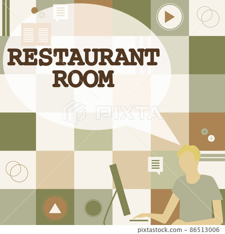 Text showing inspiration Restaurant Room. Business overview showing pay to sit and eat meals that are cooked and served Businessman Innovative Thinking Leading Ideas Towards Stable Future. 86513006