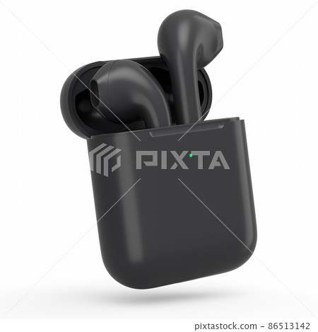 Wireless bluetooth headphones in black case isolated on white background 86513142