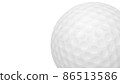 Golf ball isolated on white background, full depth of field, clipping path. Traditional white golf ball for sport. 86513586