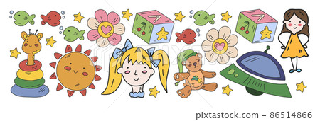 School and kindergarten vector pattern with little children. Girl and boys play and study 86514866