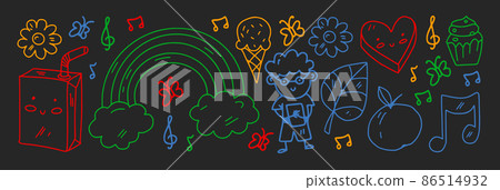 School, preschool, education. Creativity and imagination. Little children online education, e-learning. 86514932