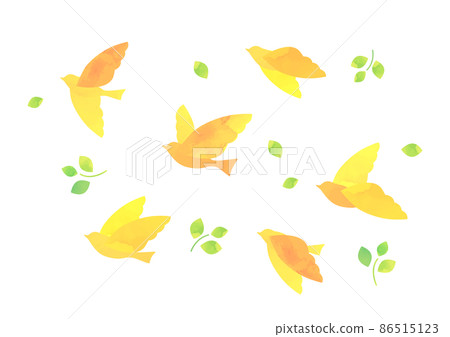 一隻拍打的鳥的水彩插圖 86515123