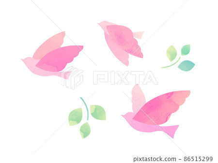 Watercolor illustration of a flapping bird 86515299