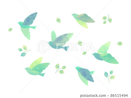 Watercolor illustration of a flapping bird 86515494