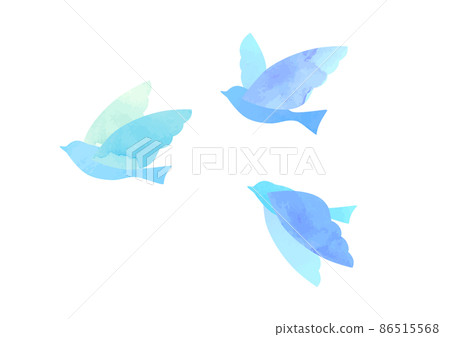 一隻拍打的鳥的水彩插圖 86515568