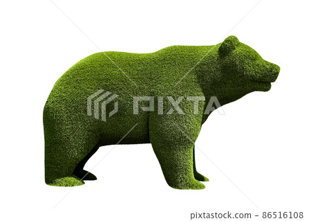 Beautiful bear shaped topiary isolated on white. Landscape gardening Beautiful bear shaped topiary isolated on white. Landscape gardening 86516108