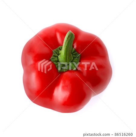 Ripe red bell pepper isolated on white, top view Ripe red bell pepper isolated on white, top view 86516260