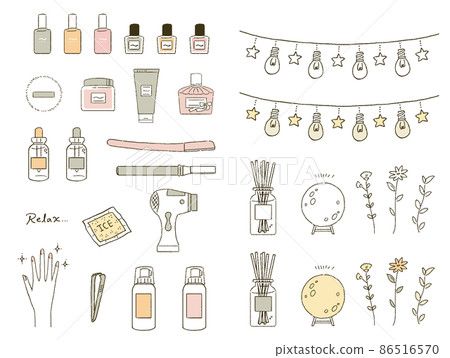 美容室內、化妝品、指甲和脫毛的插圖 美容室內、化妝品、指甲和脫毛的插圖 86516570
