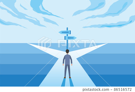 A man standing at a fork A man standing at a fork 86516572